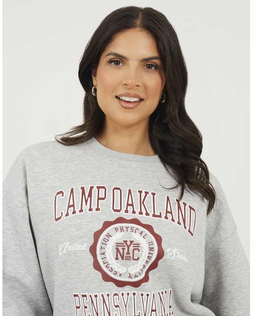 Brave Soul Gray Crew Neck Graphic Print Sweatshirt