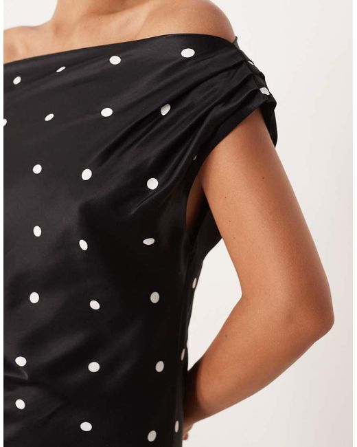 ASOS Black Satin Drape One Shoulder Mini Dress