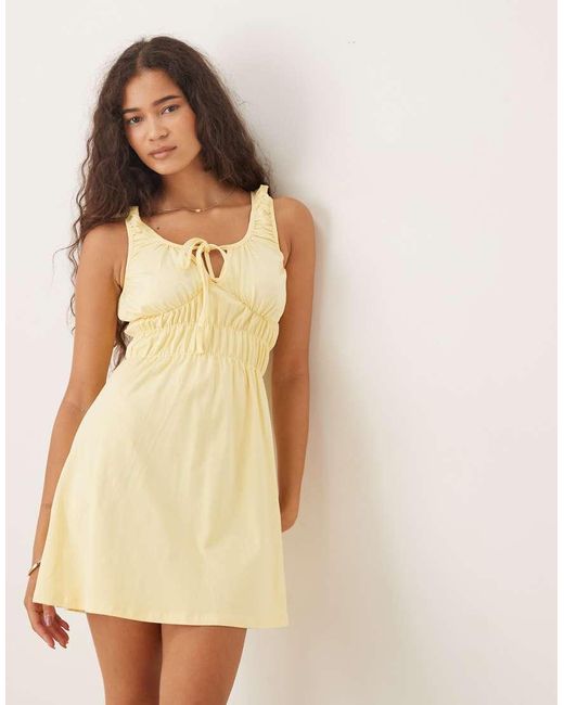 ASOS Natural Prairie Ruched Bust Mini Dress