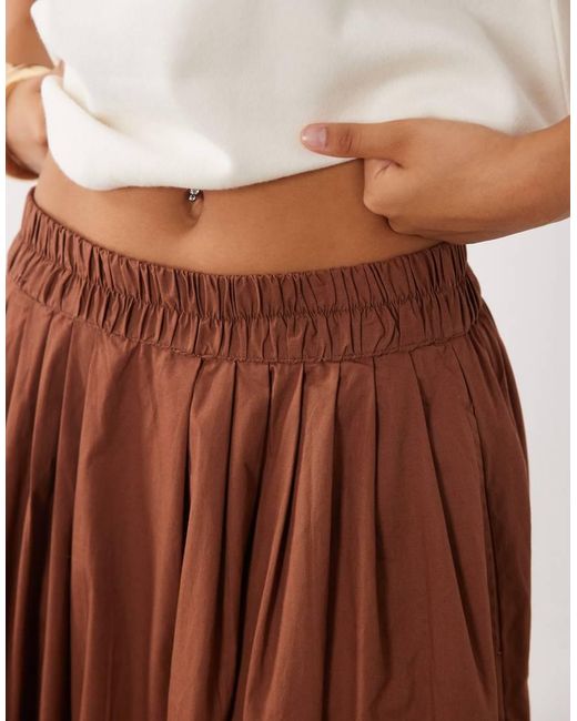 ASOS White Elasticated Waist Volume Midi Skirt