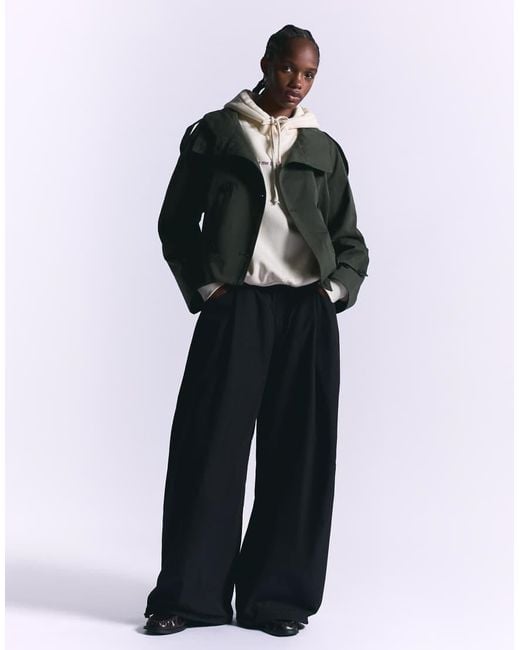 Bershka Black Technical Balloon Parachute Trousers