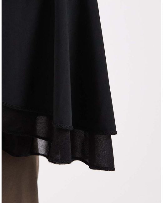 ASOS Black Premium Slinky Long Sleeve Top With exaggerated Sleeve Detail