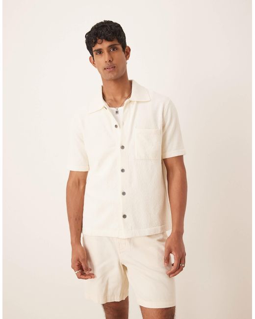 ARKET Gray Boucle Textured Knitted Short Sleeve Shirt for men