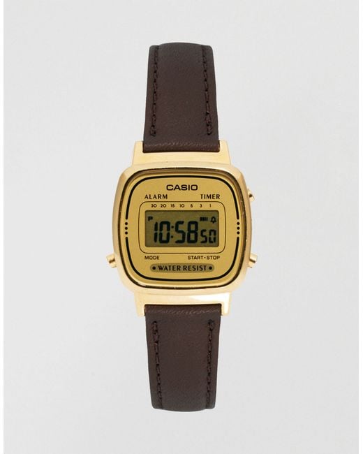 G-Shock Brown Leather Strap Digital Watch La670wegl-9ef - Brown