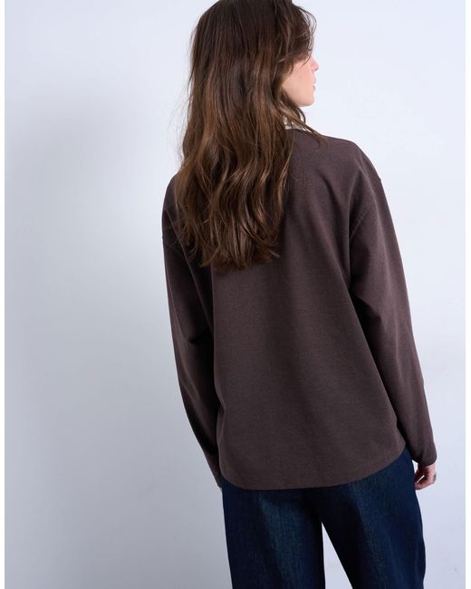 TOPSHOP Blue – langärmliges rugby-polohemd