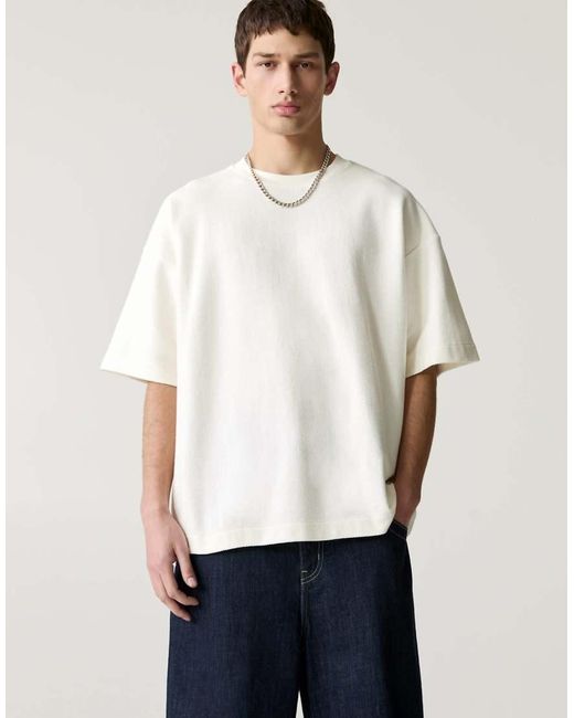 T-Shirt Pesante Strutturata Bianca di Pull&Bear in White da Uomo