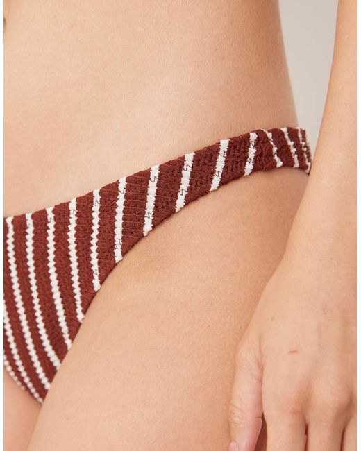 Mango Natural Textured Stripe Bikini Bottom