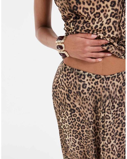 ASOS Brown Printed Stretch Chiffon Full Hem Maxi Skirt