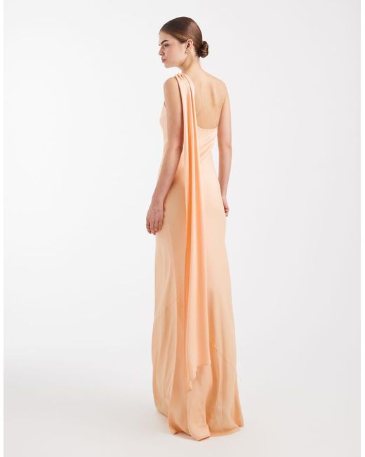 Maids To Measure White Bridesmaid One Shoulder Scarf Maxi Dress