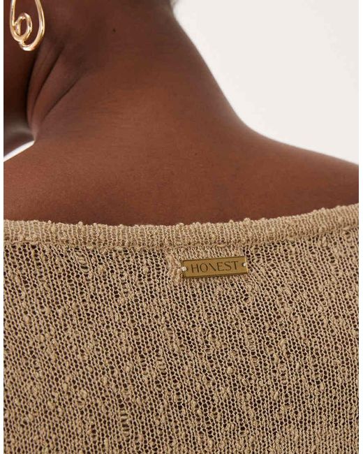 Honest The Label Brown Aura Knitted Bandeau Top