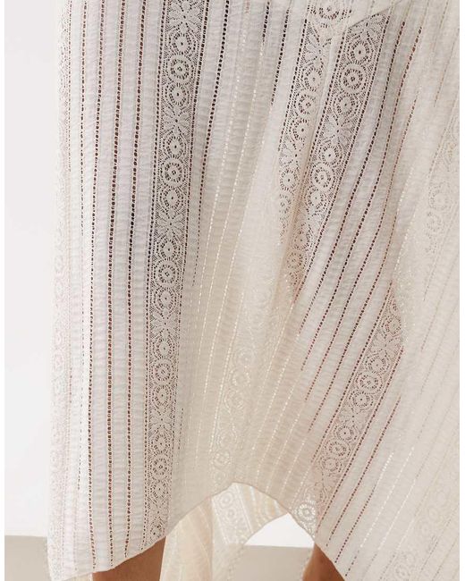 ASOS Natural Hanky Hem Lace Midi Skirt