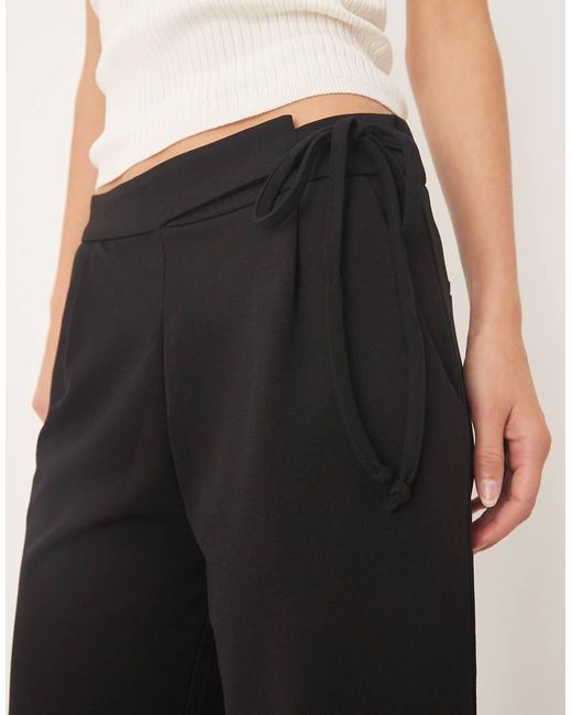 JDY Tall Black Tie Detail Wide Leg Trouser