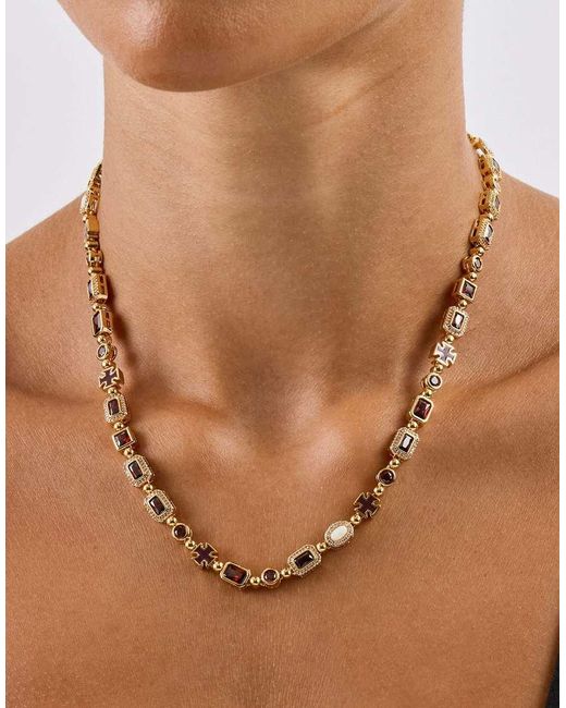 CERNUCCI Metallic Burgundy Multi Gemstone 6Mm Chain