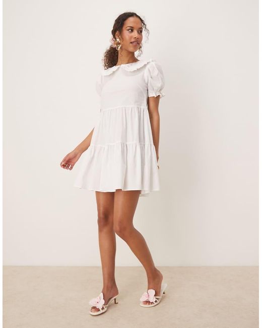 Glamorous White Round Neck Mini Dress