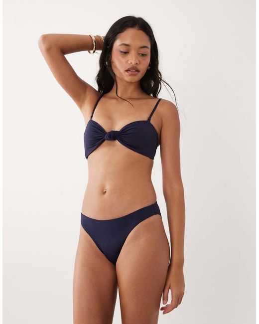 GOOD AMERICAN Multicolor Matte Twist Detail Bandeau Bikini Top