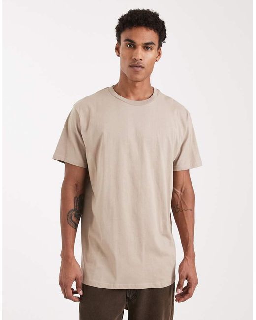 Brave Soul Natural Oversized Crew Neck T-shirt for men