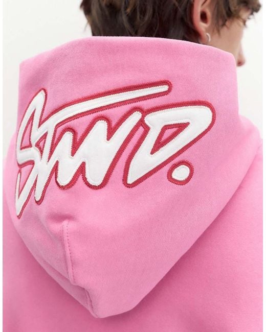 Pull&Bear Pink Boxy Fit Hoodie for men