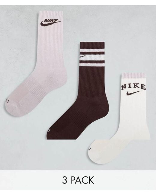 Nike White Nike Everyday Plus Cushioned 3 Pack Crew Socks for men