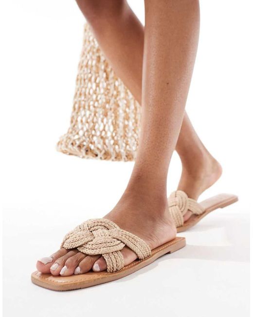 ASOS Pink Flora Woven Mule Sandals