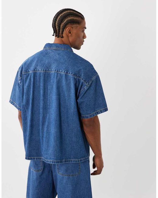 Jack & Jones Blue Short Sleeve Denim Shirt for men