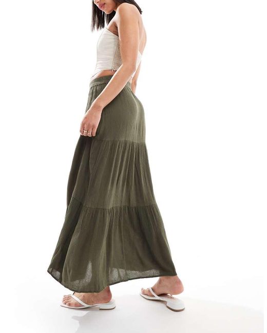 ONLY Green Tiered Maxi Skirt