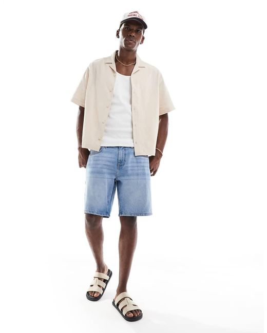 ASOS White Boxy Revere Seersucker Shirt for men