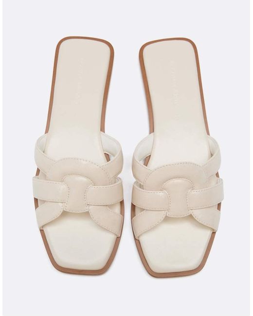 Stradivarius White Flat Slider Sandals