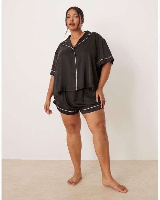 ASOS Black – oversize-pyjama aus satin
