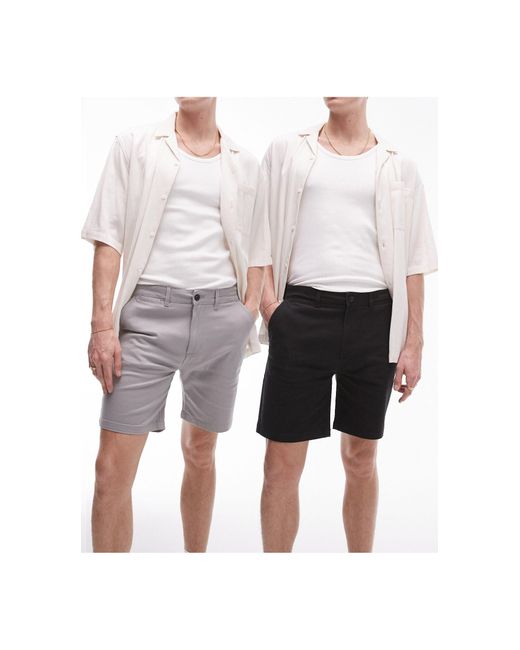 Topman – 2er-pack schmal geschnittene chino-shorts in White für Herren