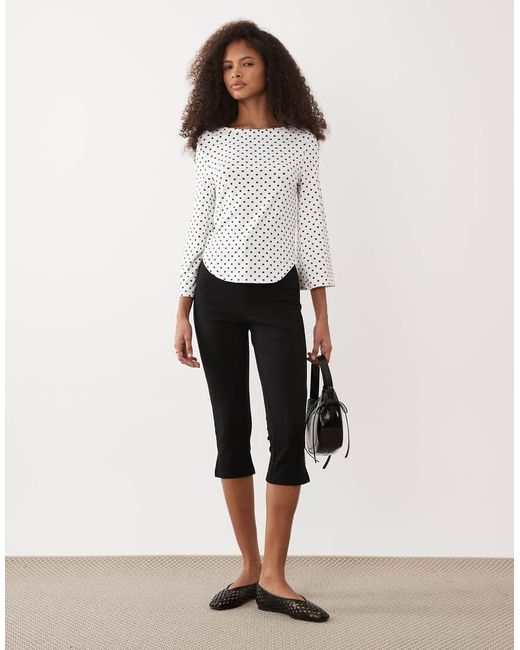 ASOS White 3/4 Sleeve Top With Boat Neck