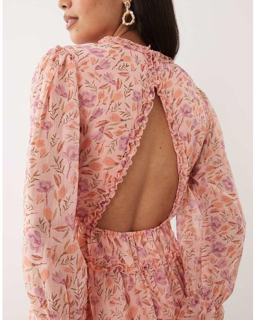 Vila Pink Tiered Frill Trim Mini Dress
