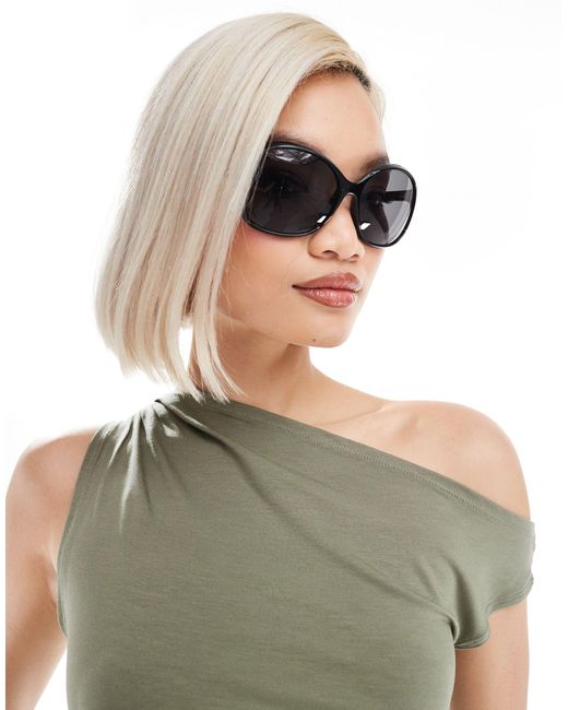 Monki Green Oversized Round Sunglasses