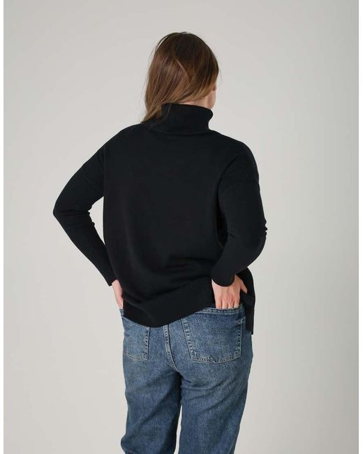 French Connection Blue Cosy Ribbed Roll Neck Long Sleeve Jumper