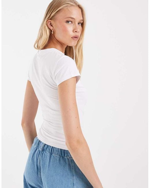 ASOS White Baby Tee With Beaded Cactus Graphic