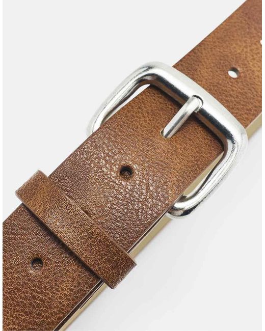 Pull&Bear White Square Buckle Belt