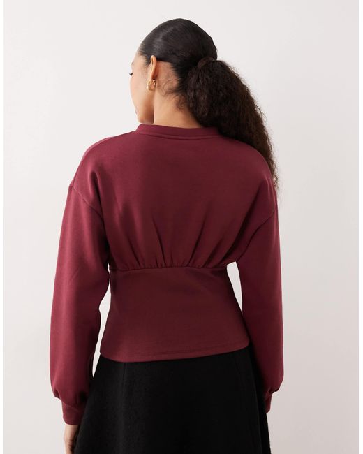 ASOS Red Cinched Button Through Sweatshirt