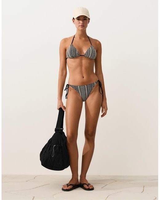 Oysho Black Crochet Triangle Bikini Top