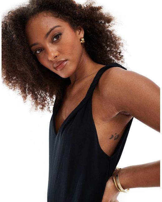 ASOS Blue Twist Shoulder Jumpsuit