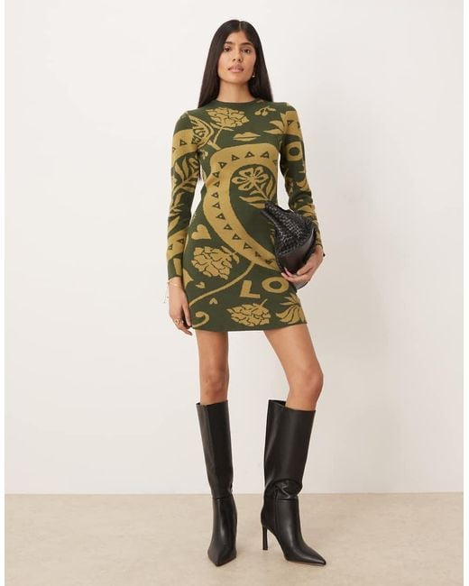 Never Fully Dressed Green Knitted Mini Jumper Dress Co-Ord