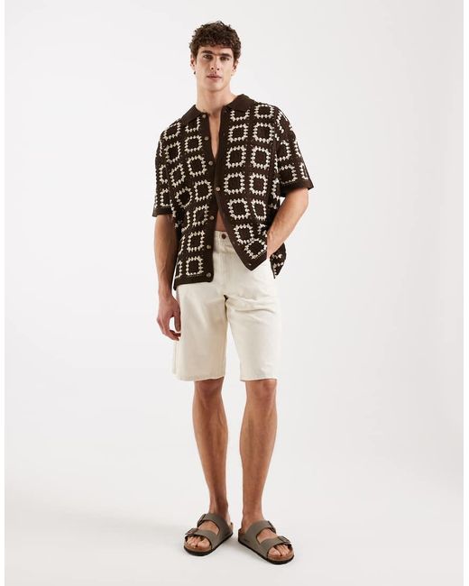 Redefined Rebel Natural Kingston baggy Fit Denim Shorts for men