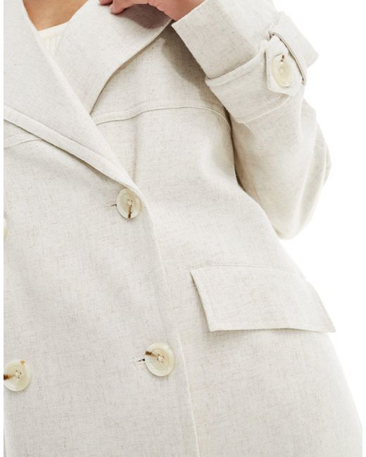 Trench-coat croisé en lin - crème 4th & Reckless en coloris White