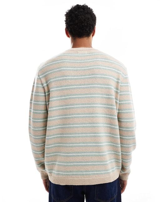 Jack & Jones Gray Boucle Knit Jumper With Stripes for men