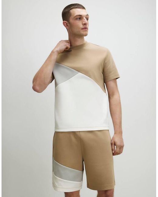 River Island White Regular Fit Colour Block Shorts for men