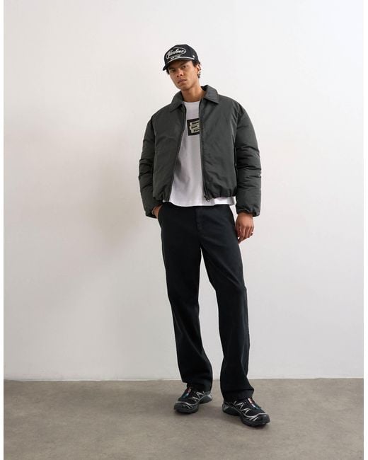 Topman Gray Collared Puffer Jacket for men