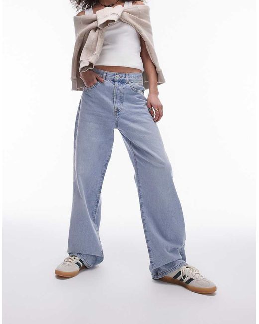 Vaqueros De Talle Medio Y Corte Suelto Con De -Azul TOPSHOP de color Blue