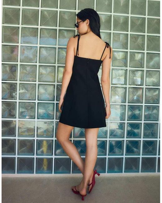 Bershka Green Mini Dress With Ribbon Straps