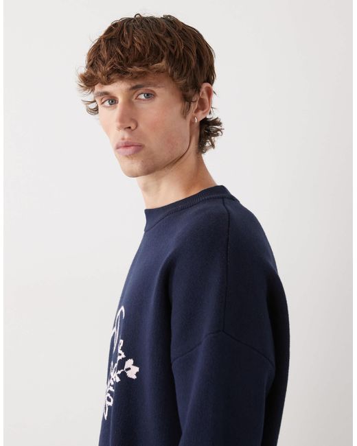 Prohibited – oversize-strickpullover in Blue für Herren