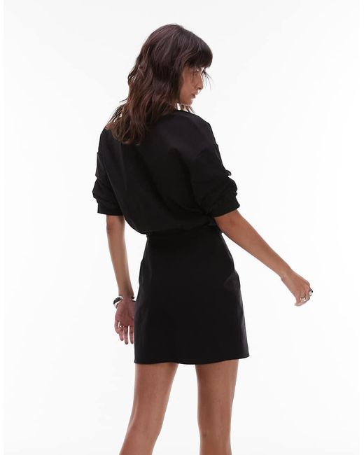 ASOS Black Drape Shirt Mini Dress
