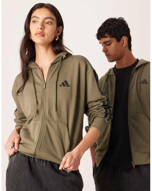 Adidas Originals Brown Adidas Sportswear Three Stripe French Terry Hoodie