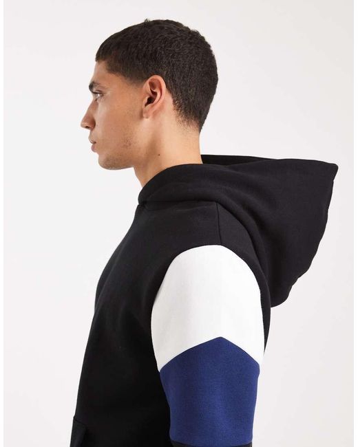 ASOS Black Hoodie With Cut & Sew for men